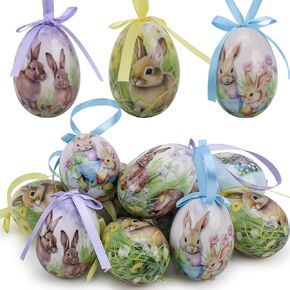 9 قطع من زينة بيض عيد الفصح المعلقة، 2.76 سم زينة بيض عيد الفصح البلاستيكية لتزيين الشجرة، بيضة زخرفية معلقة in Kuwait