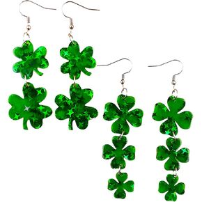 أقراط عيد القديس باتريك للنساء، زوجان من أقراط شامروك المتدلية، مجوهرات المهرجانات الأيرلندية لملابس وإكسسوارات عيد القديس باتريك in Kuwait