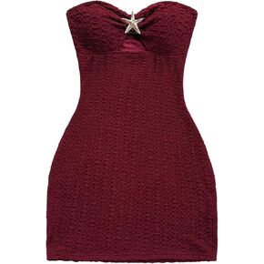 فستان MakeMeChic نسائي بدون حمالات على شكل نجم البحر معدني بدون أكمام، فساتين قصيرة على شكل أنبوب in Kuwait