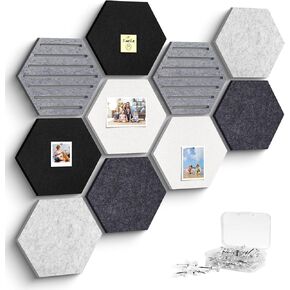 بلاط لوحة إعلانات الفلين السداسي، 10 عبوات من اللباد مع دبابيس دفع، لوحة عرض الصور لتزيين جدران المكتب والمنزل in Kuwait