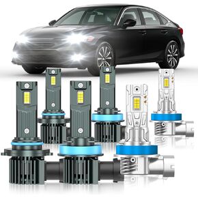 Fit for Nissan Altima 2007-2018 Light Bulbs, High/Low Beam Fog Light Bulbs Combo, 800% Brightness, 6000K Cool White, Plug and Play, Pack of 6 in Kuwait