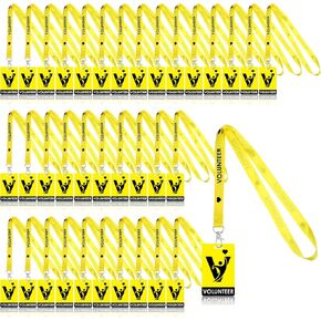 36 مجموعة من حبل المتطوعين مع شارة المتطوعين، ومشبك أمان قابل للفصل وبطاقة تعريف PVC مقاومة للماء للمناسبات وجمع التبرعات والمكتب والمخيم (أصفر) in Kuwait