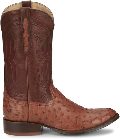 Tony Lama Mens Canonero 12 بوصة Full Quill Ostrich حذاء رسمي بمقدمة مستديرة منتصف الساق - بني - مقاس 11.5 D in Saudi Arabia