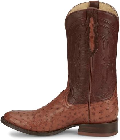 Tony Lama Mens Canonero 12 بوصة Full Quill Ostrich حذاء رسمي بمقدمة مستديرة منتصف الساق - بني - مقاس 11.5 D in Saudi Arabia