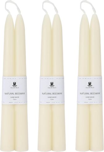 Green Beeswax Taper Candles,8" Long Candlestick,smokeless dripless unscented Natural Beeswax Candles.for Gift,Mother's Day (Green) in Saudi Arabia