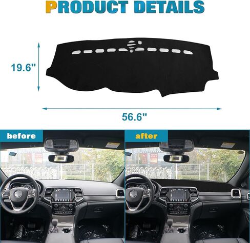 x xotic tech Black Soft Suede Car Dashboard Pre-Cut Cover w/Non-Slip Back Sun Glare Protector Dash Carpet Pad Mat Compatible with Jeep Grand Cherokee 2011-2021 in Saudi Arabia