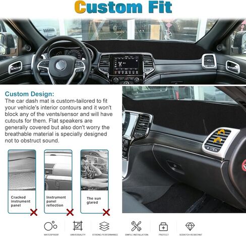 x xotic tech Black Soft Suede Car Dashboard Pre-Cut Cover w/Non-Slip Back Sun Glare Protector Dash Carpet Pad Mat Compatible with Jeep Grand Cherokee 2011-2021 in Saudi Arabia