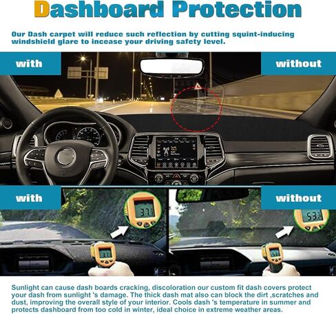 x xotic tech Black Soft Suede Car Dashboard Pre-Cut Cover w/Non-Slip Back Sun Glare Protector Dash Carpet Pad Mat Compatible with Jeep Grand Cherokee 2011-2021 in Saudi Arabia