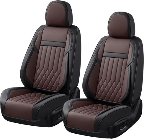 KEYOOG 5-Seater Waterproof and Breathable Nappa Leather Car Seat Covers Full Set, Fit for Front and Rear Seats of Cars, Compatible with Airbags, Car Seat Protector Covers for Most Cars - Wine red in Saudi Arabia