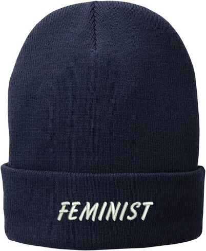 Trendy Apparel Shop Feminist Embroidered Winter Cuff Long Beanie in Saudi Arabia