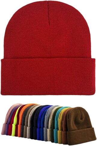 Unisex Beanie Winter Knitted Skull Cap Cuffed Soft Warm Hat for Men/Women Slouchy Ski Watch Cap in Saudi Arabia