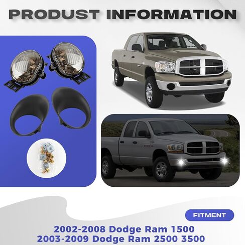 قوة ملحوظة RP، ضوء ضباب لـ 2002-2008 Ram 1500/2003-2009 2500 3500 بيك اب مع زوج مصابيح قيادة مصد عدسة دخان (يسار ويمين) FL7108 in Saudi Arabia