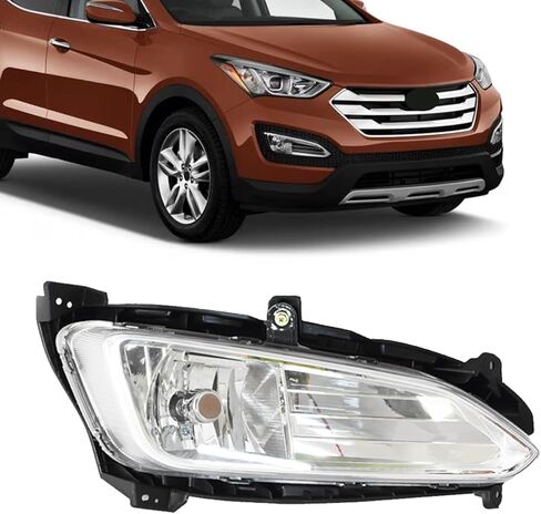 JX RACING Halogen Fog Lights W/Bulbs Assembly Compatible with 2013 2014 2015 2016 Hyundai Santa Fe Sport Bumper Clear Len Fog Lamps 922014Z000 HY2593141 (Left+Right Side) in Kuwait