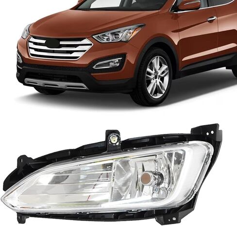 JX RACING Halogen Fog Lights W/Bulbs Assembly Compatible with 2013 2014 2015 2016 Hyundai Santa Fe Sport Bumper Clear Len Fog Lamps 922014Z000 HY2593141 (Left+Right Side) in Saudi Arabia