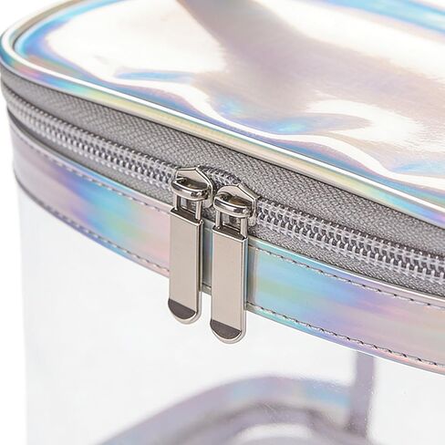 Clear Toiletry Bag with double zipper, waterproof PVC have portable handle for daily use,bathroom & toilet. Travel clear bag for Airport, Gym, Camping. 1 Pack (White) in Saudi Arabia