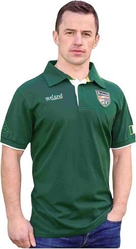 Men's Polo Shirts Embroidered Crest, Adjustable Button Closure, 100% Cotton, Made in Ireland in Kuwait