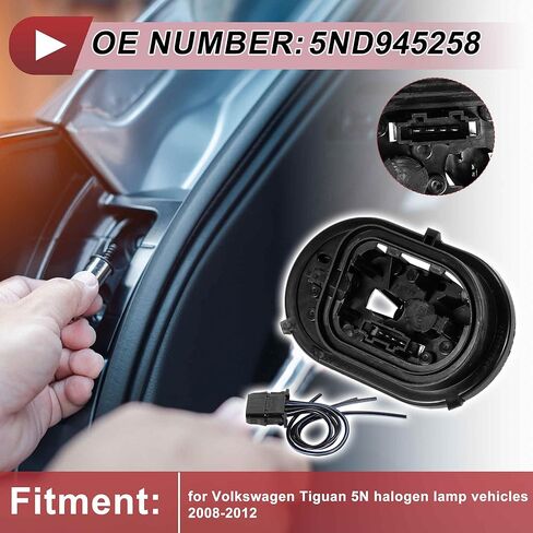 Left Tail Light Socket Wiring for Volkswagen Tiguan 5N Halogen Lamp Vehicles 2008-2012 No.5ND945257 Lamp Bulb Pigtail Connector Harness W/Pre-Wired Plug in Saudi Arabia