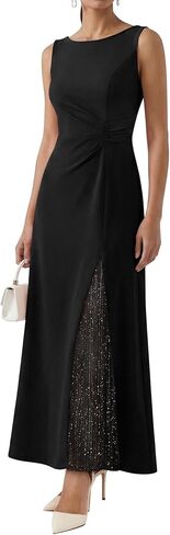 Aupuls Long Formal Dresses for Women Sleeveless Wedding Guest Dress Elegant with Sequin Patchwork in Kuwait