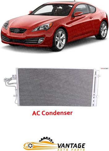 Front AC Condenser Compatible with Hyundai Genesis Coupe 2010-2012 | DIRECT REPLACEMENT | Aluminum Core | 976062M000 | HY3030147 in Saudi Arabia