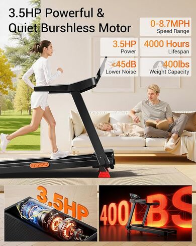 CURSOR FITNESS Walking Pad Treadmill with Incline, Under Desk Treadmill with Triple Shock-Absorbing System, 2.5HP Quiet Brushless, Portable Walking Treadmill with Remote Control in Kuwait