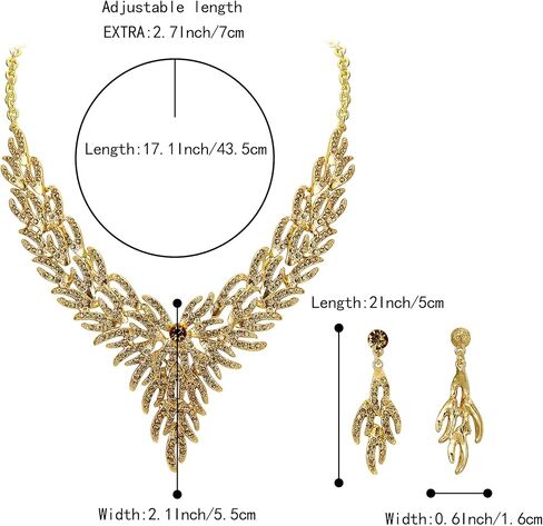 BriLove Wedding Bridal Jewelry Set for Women Crystal Rhinestone Leaf Cluster Statement Necklace Dangle Earrings in Saudi Arabia