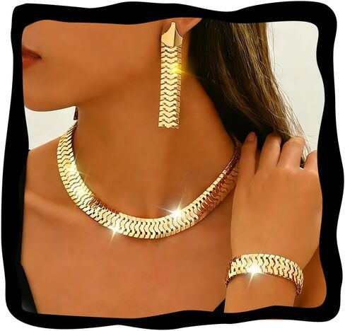 CLOACE Choker Necklace Sets Gold Snake Punk Necklaces and Bracelet Set Fashion Jewelry Chain for Women in Saudi Arabia