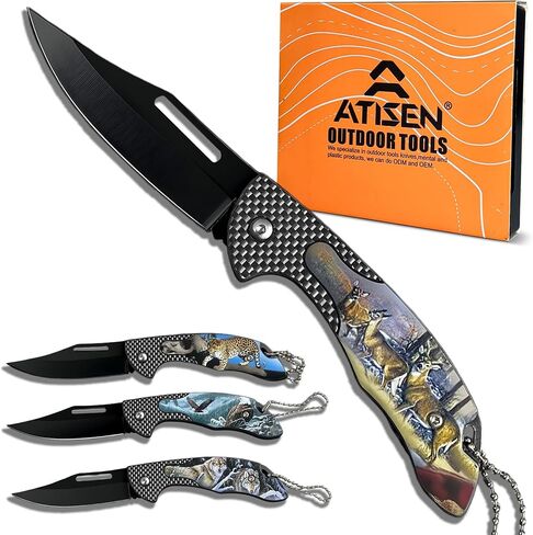 Tribal Pocket Knife Set 4-Pack – High Carbon Steel Pocket Knives with Native American Designs – Compact Folding Knife Set for Camping, Hunting, Hiking & Outdoor For Gifts in Saudi Arabia