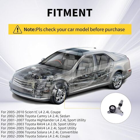 شداد حزام القيادة 38216 مناسب لسيارة Toyota Camry 2002-2006، Highlander 2001-2007، Solara 2002-2006، RAV4 2001-2005، Scion tc 2008-2010 L4 2.4L شد البكرة in Saudi Arabia