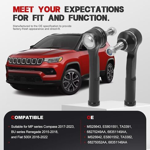 2 × أطراف قضيب ربط خارجي أمامي لبوصلة سلسلة MP 2017-2023 وBU Series Renegade 2015-2018 و500X 2016-2022 ‎68275249aa in Saudi Arabia