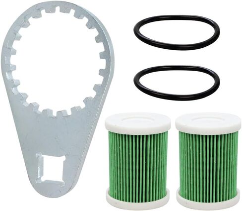 6P3-WS24A-01-00 Fuel Filter Water Separator Wrench and 2 PCS Fuel Filter Elements with O-rings Fits for Yamaha Outboard 4-Strokes VZ 150-300,VF 200-250,F150-250 HP to Current in Saudi Arabia