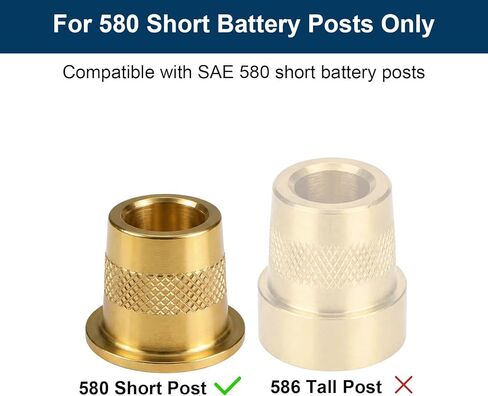 طقم مهايئ طرفي للبطارية النحاسية القصيرة 580، خيط M6، أعمدة قصيرة للسيارات SAE، تتضمن براغي وغسالات مزدوجة الطول in Kuwait