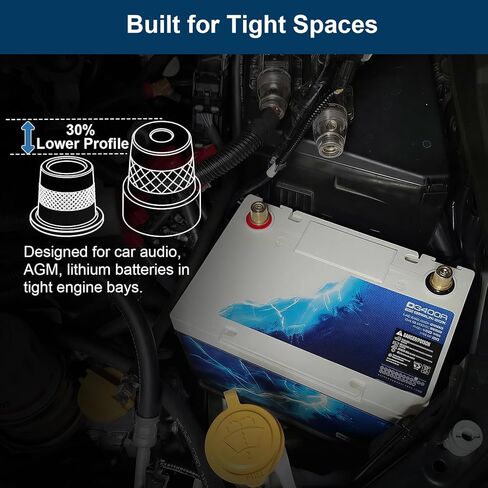 طقم مهايئ طرفي للبطارية النحاسية القصيرة 580، خيط M6، أعمدة قصيرة للسيارات SAE، تتضمن براغي وغسالات مزدوجة الطول in Kuwait