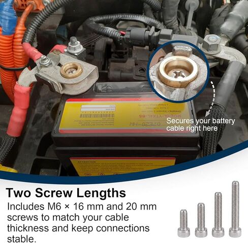 طقم مهايئ طرفي للبطارية النحاسية القصيرة 580، خيط M6، أعمدة قصيرة للسيارات SAE، تتضمن براغي وغسالات مزدوجة الطول in Kuwait