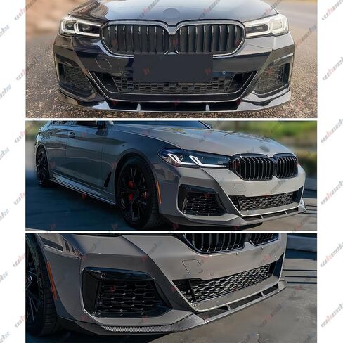فاصل الشفاه الأمامي متوافق مع BMW 5 Series G30 LCI M Sport 2021-2023، نمط ألياف الكربون ABS - WheelX in Saudi Arabia