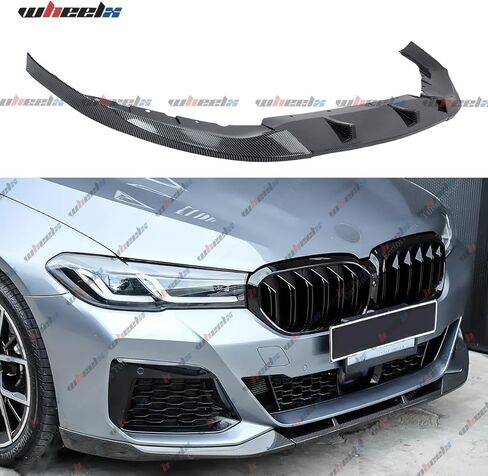 فاصل الشفاه الأمامي متوافق مع BMW 5 Series G30 LCI M Sport 2021-2023، نمط ألياف الكربون ABS - WheelX in Saudi Arabia
