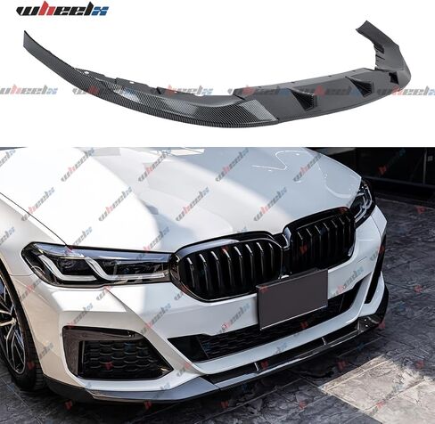 فاصل الشفاه الأمامي متوافق مع BMW 5 Series G30 LCI M Sport 2021-2023، نمط ألياف الكربون ABS - WheelX in Saudi Arabia