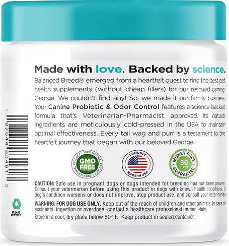 Balanced Breed Dog Probiotics Digestive Gut Health Chew Made in USA Non-GMO Vet-Pharmacist Approved Fortiflora Probiotics Dogs Anti Yeast Supplement Constipation Relief Dog Yeast Itchy Skin Itchy Ears in Saudi Arabia