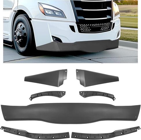 KUAFU Front Bumper Valance&Brackets Compatible with 2018 & Newer Freightliner Cascadia, Bumper Air Flow Deflectors+Air Dam Bumper Carrier Replacement for 21-28988-000; 21-28988-001; 21-28991-000 in Saudi Arabia