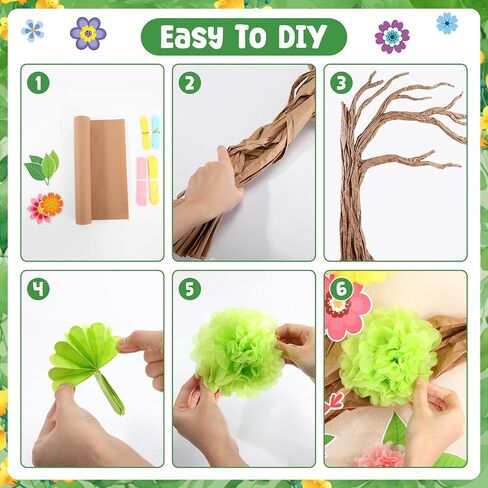Pajean Classroom Tree Bulletin Board Set Spring Bulletin Board Decoration with 3D Cardboard Tree Paper Flower Pom Poms for DIY School Elementary Library Home Wall Chalkboard Party Decor in Saudi Arabia
