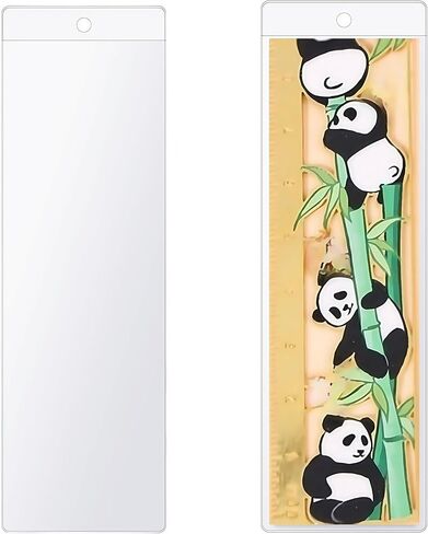 50 Pcs Clear PVC Sleeves 2.36 x 7.1 inch Blank Plastic Bookmark Holder Package with Hang Hole Reusable Photo Booth Pictures Frames Cover Pen Jewelry Pouches for Offices Wedding Gift Party Favor in Saudi Arabia