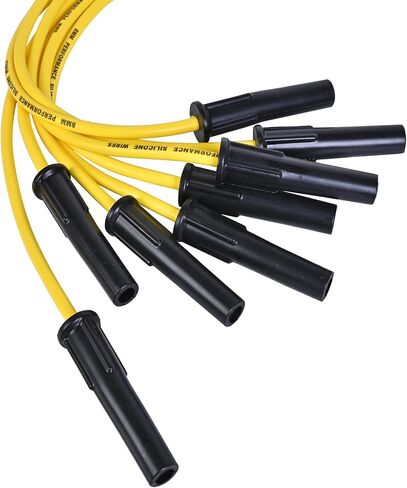 RLP Silicone Spark Plug Wires Set 8.0mm Yellow Replacement for Buick Big Block Small Cap HEI Distributor Fit 1967-1969 400Ci 430Ci 1970-1976 455Ci with Coil Wire in Saudi Arabia