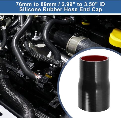ACROPIX ID 3 to 3.5 Inch Silicone Reducer Straight Coupler Hose 152mm 6" Length 5mm Thickness Universal 4-Ply Reinforced Intercooler Intake Piping Tube Black 76mm-89mm in Kuwait