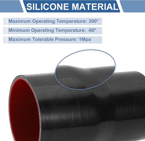 ACROPIX ID 3 to 3.5 Inch Silicone Reducer Straight Coupler Hose 152mm 6" Length 5mm Thickness Universal 4-Ply Reinforced Intercooler Intake Piping Tube Black 76mm-89mm in Kuwait