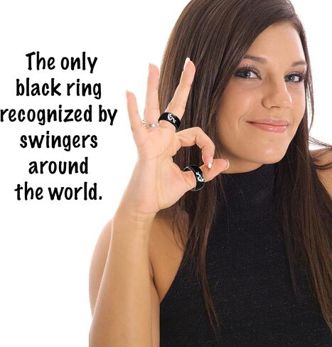 Unisex Black Swingers Ring with Swinger Symbol in Saudi Arabia