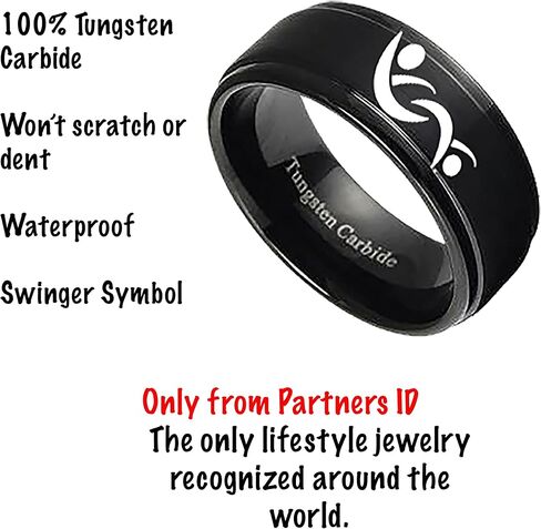 Unisex Black Swingers Ring with Swinger Symbol in Saudi Arabia