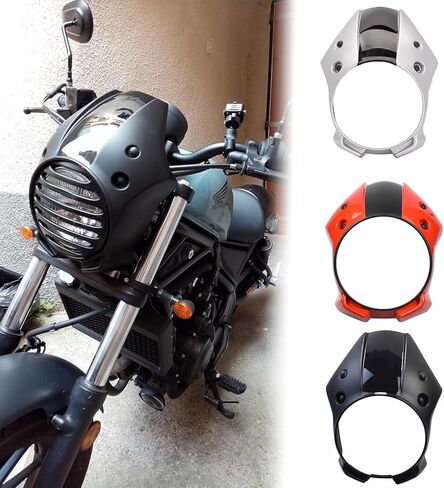 الزجاج الأمامي للدراجات النارية مناسب لـ Ho-nda Rebel CMX 500 CMX500 CMX 300 Rebel 300 Rebel 500 الملحقات 2017 2018 2019 غطاء أمامي للقناع الأمامي (أسود) in Saudi Arabia