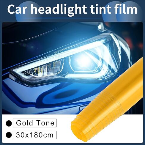 Headlight Taillight Tint Film, Front Rear 39.37"x11.81" Car Fog Light Vinyl Sheet Cover PVC Gold Tone, 1 Pc in Saudi Arabia