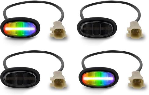 Bestview RGB Side Marker Light Assembly متوافق مع 2016-2020 Ford F150 Raptor Amber Front Red Rear Fender Side Marker Lamps عاكسات، 16 لون إضاءة عدسة واضحة، 4 قطع in Saudi Arabia