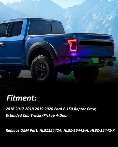 Bestview RGB Side Marker Light Assembly متوافق مع 2016-2020 Ford F150 Raptor Amber Front Red Rear Fender Side Marker Lamps عاكسات، 16 لون إضاءة عدسة واضحة، 4 قطع in Saudi Arabia