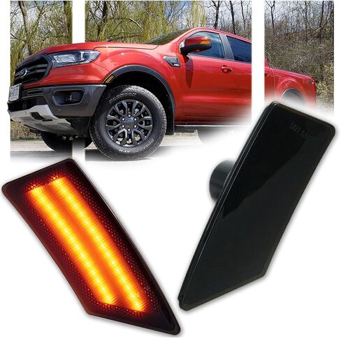 2 PCS Side Marker Lights for Ford Ranger Lariat XL XLT 2019-2023, Premium Ford Accessories 2019 2020 2021 2022 2023 Smoked Front Bumper Signal Lamps [Enhances Visibility] - Amber LED in Saudi Arabia